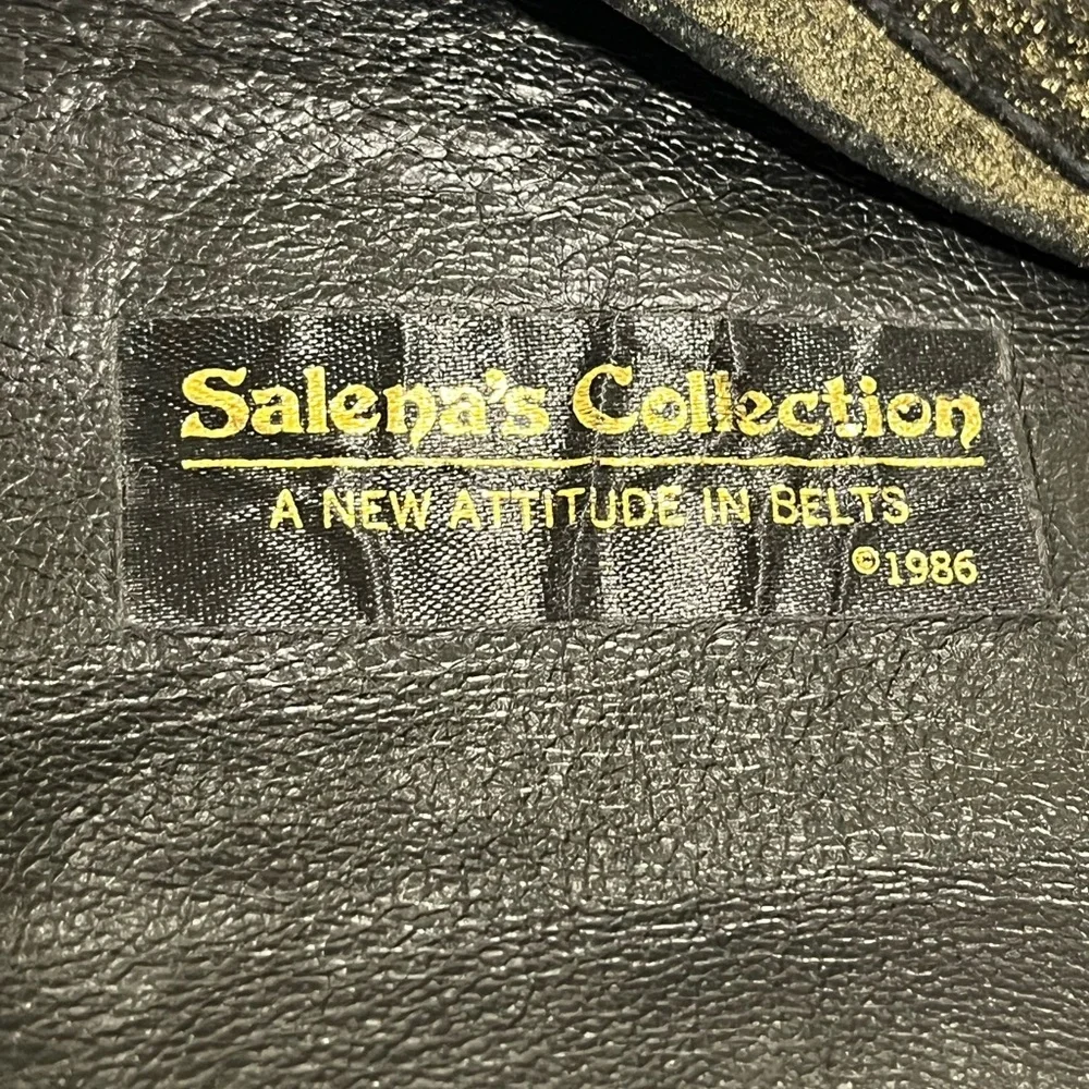 Salena's Collection Leather Suede Corset Cummerbund Belt Black Gold Vintage 80s